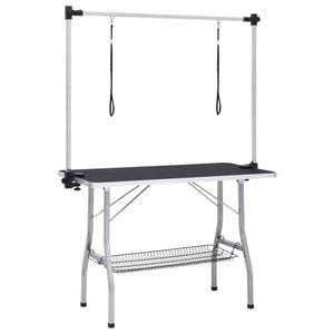 vidaXL Adjustable Dog Grooming Table with 2 Loops and Basket Pet Bath Table