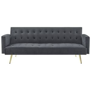 Foret 3 Seater Sofa Bed Lounge Recliner Couch Futon Chair Velvet Fabric Grey