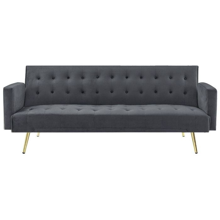 Foret 3 Seater Sofa Bed Lounge Recliner Couch Futon Chair Velvet Fabric Grey