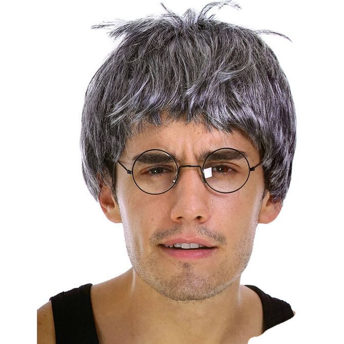 Grandpa Wig Grey Old Man Costume Party Halloween Book Week Professor - Grey | One Size | Wig