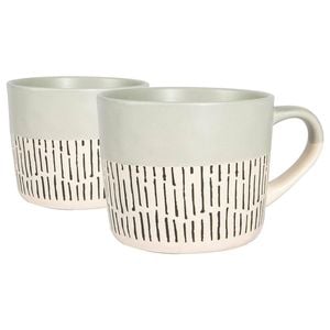 Nicola Spring Dipped Dash Stoneware Coffee Mugs - 450ml - Pack of 2
