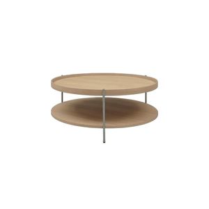 Seek and Ramble Cleo 90cm Round Coffee Table Natural Ash & Brushed Stainless Steel Legs