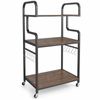 Costway 3Tier Rolling Printer Microwave Stand Cart Shelves 10Hook Brown