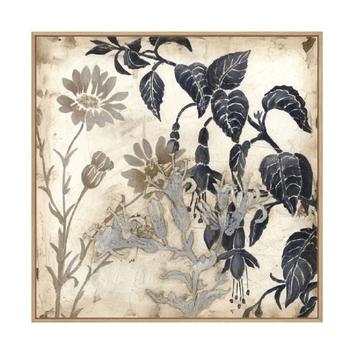 Artey | Bloom Shadows II - Framed Canvas - Natural Frame - 100 x 100cm