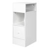 Levede Bedside Table White 2 Open Compartments And 1 Drawer