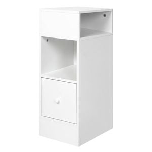Levede Bedside Table White 2 Open Compartments And 1 Drawer