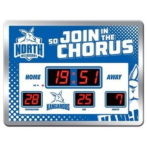 AFL LED Scoreboard Clock - North Melbourne Kangaroos - 45x33cm - Time Temp Date