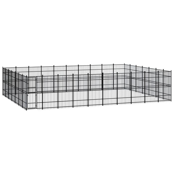 vidaXL Outdoor Dog Kennel Steel Garden Puppy Pet Enclosure Supply Cage House