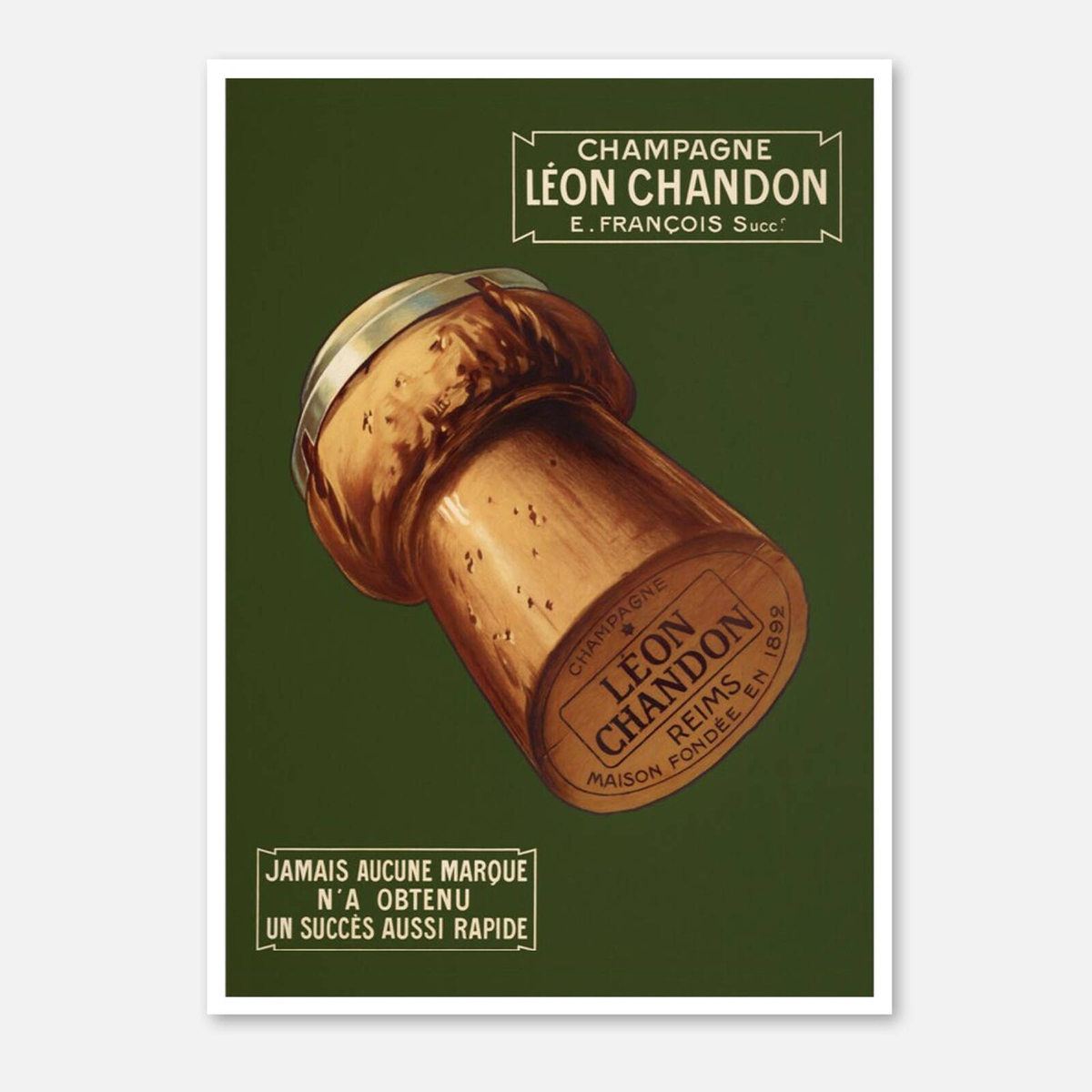 Galrie Léon Chandon Vintage Champagne Poster - Elegant French Art Print ...