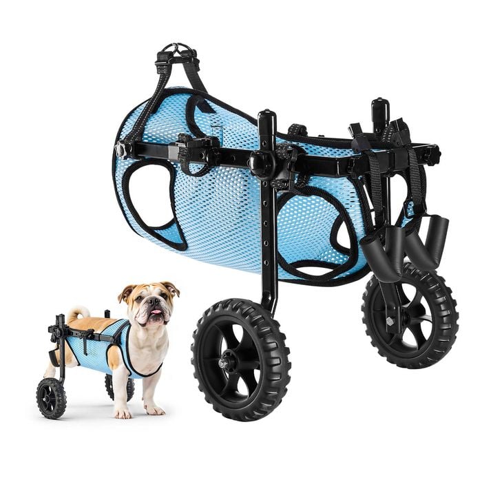 VEVOR Dog Wheelchair Black Lightweight Shock-Absorbing 2 Wheels Adjustable for Back Legs