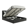 Milano Luxe Linear Boucle Gas Lift Bed Frame Charcoal Queen