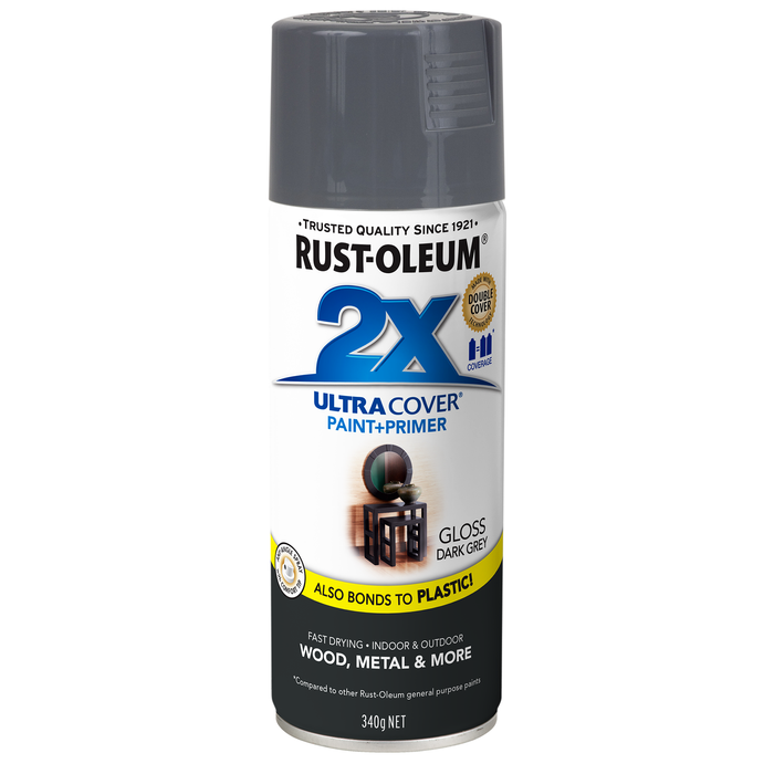 Rust-Oleum 2X Ultra Cover Gloss Dark Grey Spray Paint 340g