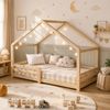 Oikiture Wooden Bed Frame Kids House Beds - Single