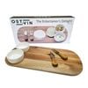 5pc Ost & Vin Cheese Board Dipping Giftset Wood Steel Ceramic Serveware Brown