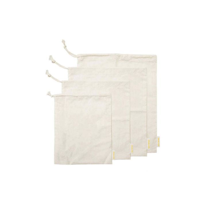 J Elliot Home Lemonade Karma Set of 4 Cotton Natural Muslin Storage Bag Set