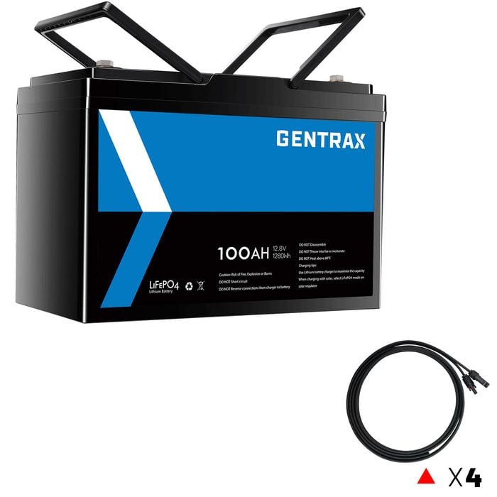 Gentrax 12v 100ah Lithium Battery, 4x 3m Solar Charger Cable