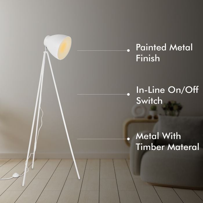 Verve Design Ralph Tripod Floor Lamp White Bunnings Australia