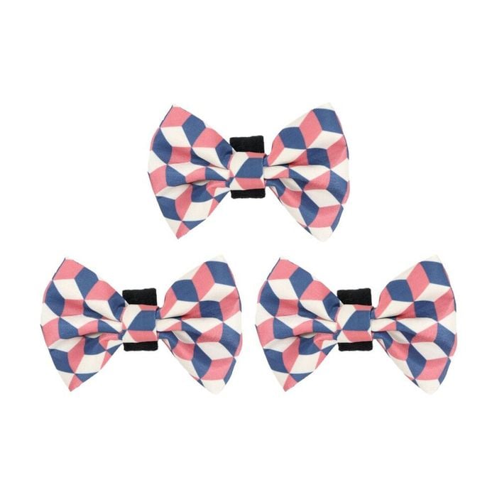 3PK Wicked Pets Bow Tie Geometric Hook and Loop Polyester Dog Collar Multi