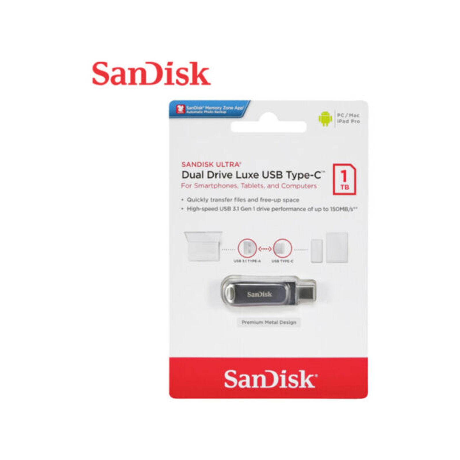 SanDisk Ultra Dual Drive Luxe USB Type-C 1TB - Bunnings
