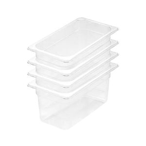 SOGA 1/3 GN Polycarbonate Food Pan 200mm Clear 4 Pack
