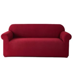 Catzon 2 Seater Stretch Sofa Cover Couch Cover Washable Jacquard Fabric-Red(M)