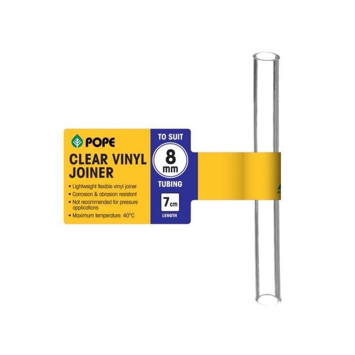 Pope 8mm x 7cm Clear Vinyl Tubing Joiner
