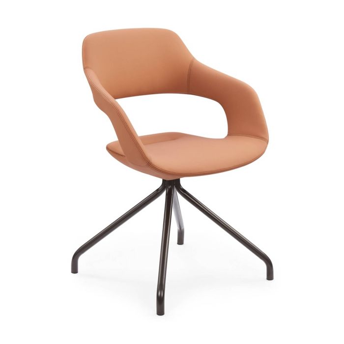 Sabia Oliver Medium Back Pre-Assembled Reception Chair Tan Upholstered BLK Frame