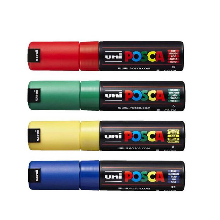 Uni Posca 8mm Tip Marker Assorted (4pk) (Assorted)