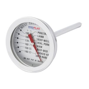 Hygiplas Meat Thermometer 0 To 300c Analog Dial 165mm Commercial Food Grade Stainless Steel Kitchen Cooking Probe