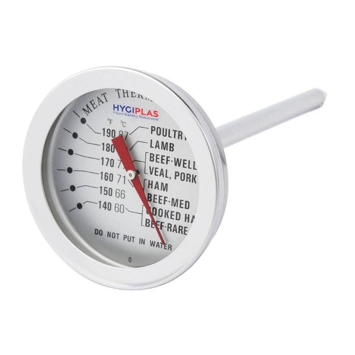 Hygiplas Meat Thermometer 0 To 300c Analog Dial 165mm Commercial Food Grade Stainless Steel Kitchen Cooking Probe