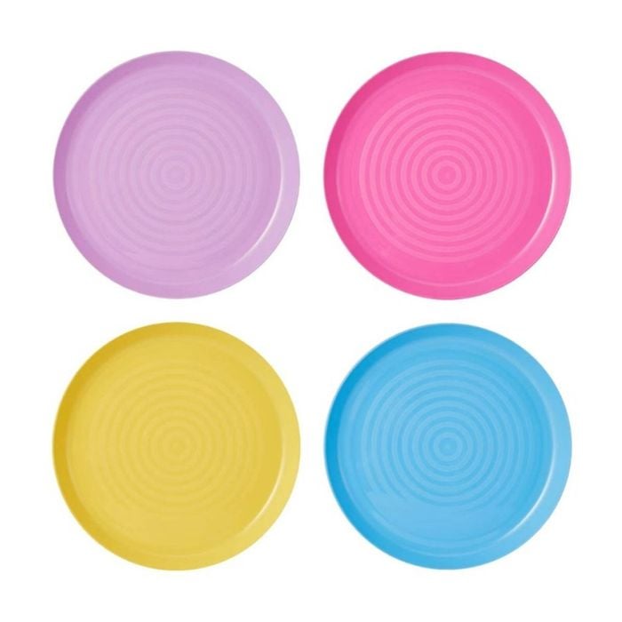 12x 4pc Partyware Plastic Plates Set 250mm Multi Colour Assorted