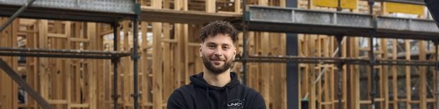 Trade person working on a building site