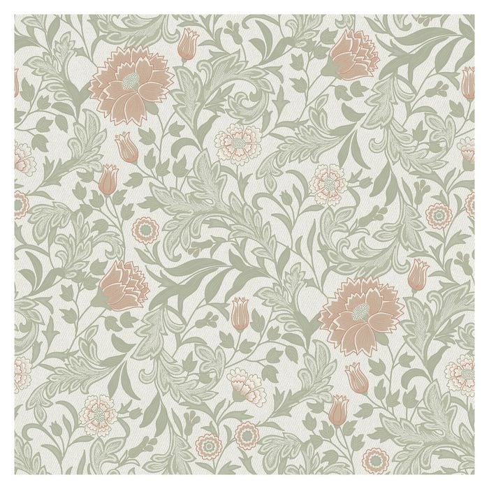 Bilbury Sage Coral Wallpaper, 36301