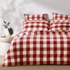 Dreamaker Remy Washed Cotton Yarn Dyed Check Quilt Cover Set Rust Queen