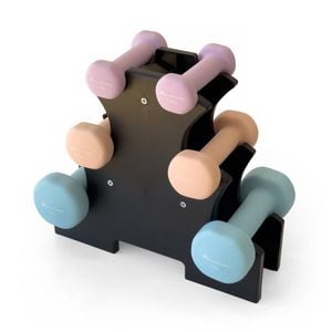 METEOR 0.5kg-1kg-2kg Flat Bottom Neoprene Dumbbell Set with Rack