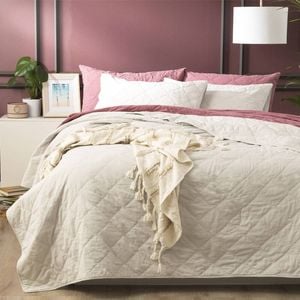 Renee Taylor Single/Double Attwood Cotton Quilted Coverlet Set Dove