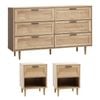 Oikiture 6 Chest of Drawers and 2 Bedside Tables Nightstands Bedroom Set