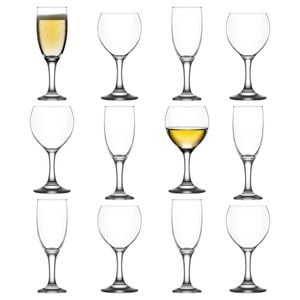 LAV 12pc Misket Wine Glasses & Champagne Flutes Set