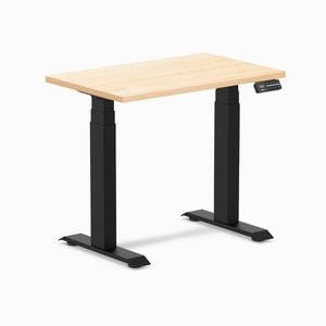Desky Dual Mini Maple Hardwood Sit to Stand Desk 800x500mm Matte Black Frame