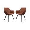 Raimon Furniture Set Of 2 Xena Eco Leather Dining Chair Black Metal Legs - Vintage Cognac