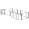 vidaXL Dog Kennel Black 13.31 m² Steel Outdoor Puppy Enclosure Dog Cage House