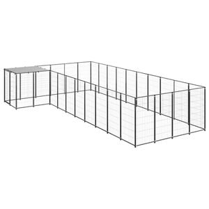 vidaXL Dog Kennel Black 13.31 m² Steel Outdoor Puppy Enclosure Dog Cage House