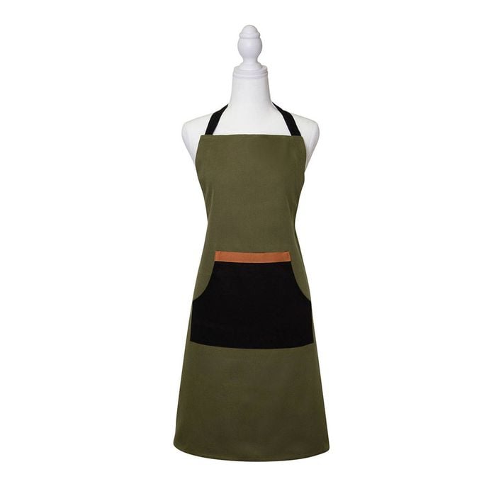 J Elliot Home Selby Cotton Apron 83 x 68 cm Olive & Black