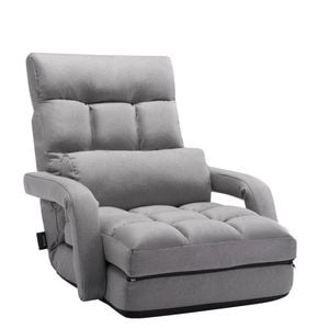 VEVOR Floor Chair Gray with 5 Adjustable Position and Back Support for Adults