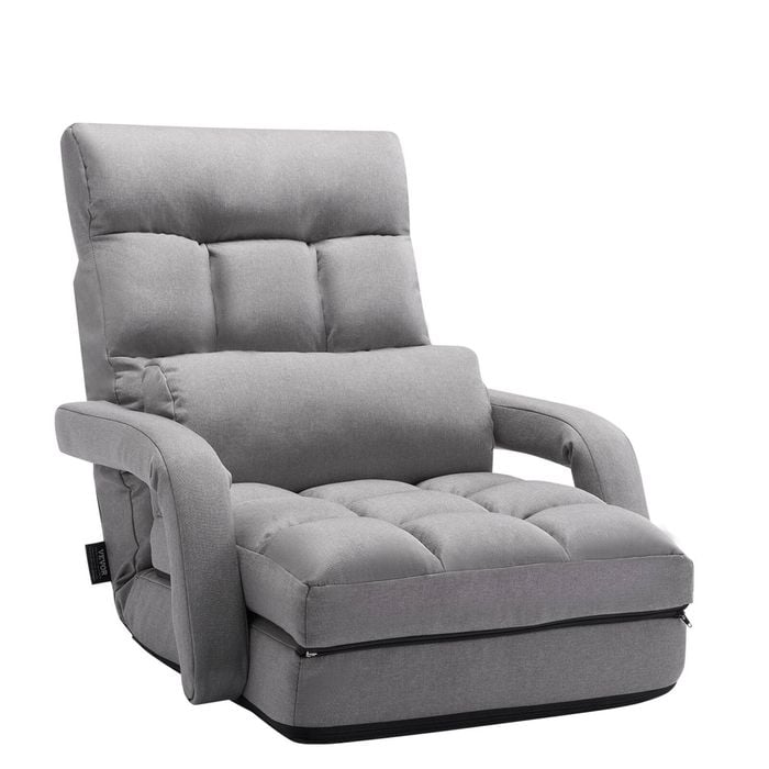 VEVOR Floor Chair Gray with 5 Adjustable Position and Back Support for Adults