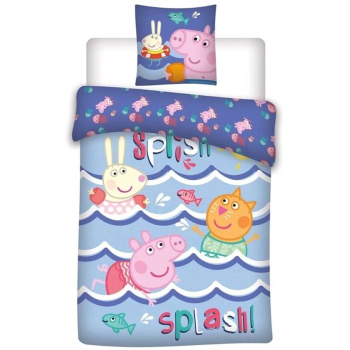 Peppa Pig Splish Splash Polycotton Quilt Cover Set - Single Bed Size