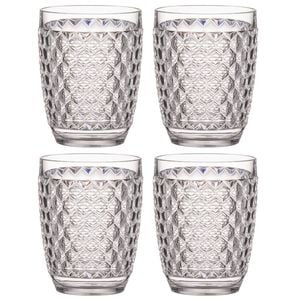 4PK Ladelle Tate Geometric 350ml Acrylic Tumbler Drinking Water/Juice Cup Set - Clear