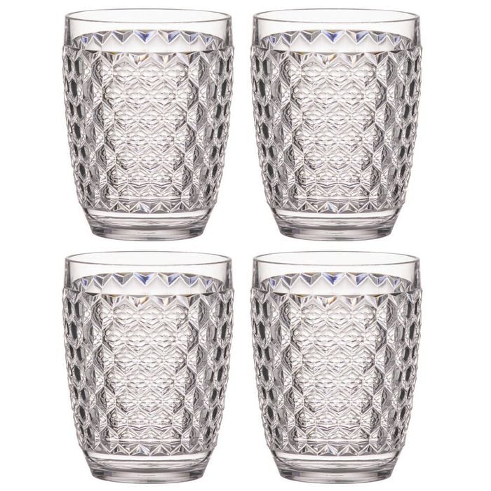 4PK Ladelle Tate Geometric 350ml Acrylic Tumbler Drinking Water/Juice Cup Set - Clear