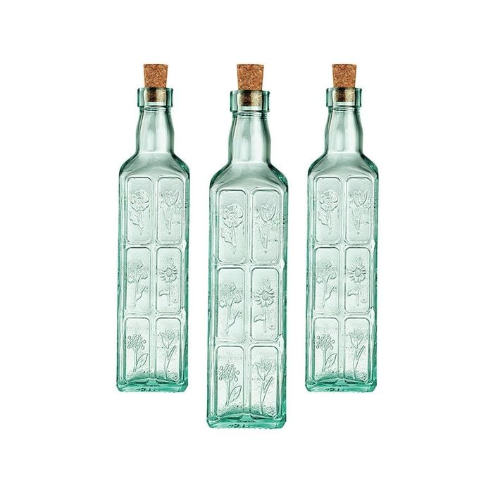 Bormioli Rocco 6 Piece Country Home Fiori Olive Oil Bottles Set With Cork Lids - 570ml - Green