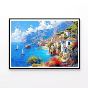 Town with Mountains  Print 100% Australian Made 90x60cm  (Poster)
